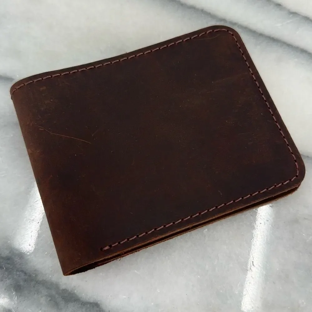 NWT hand crafted dark brown leather wallet